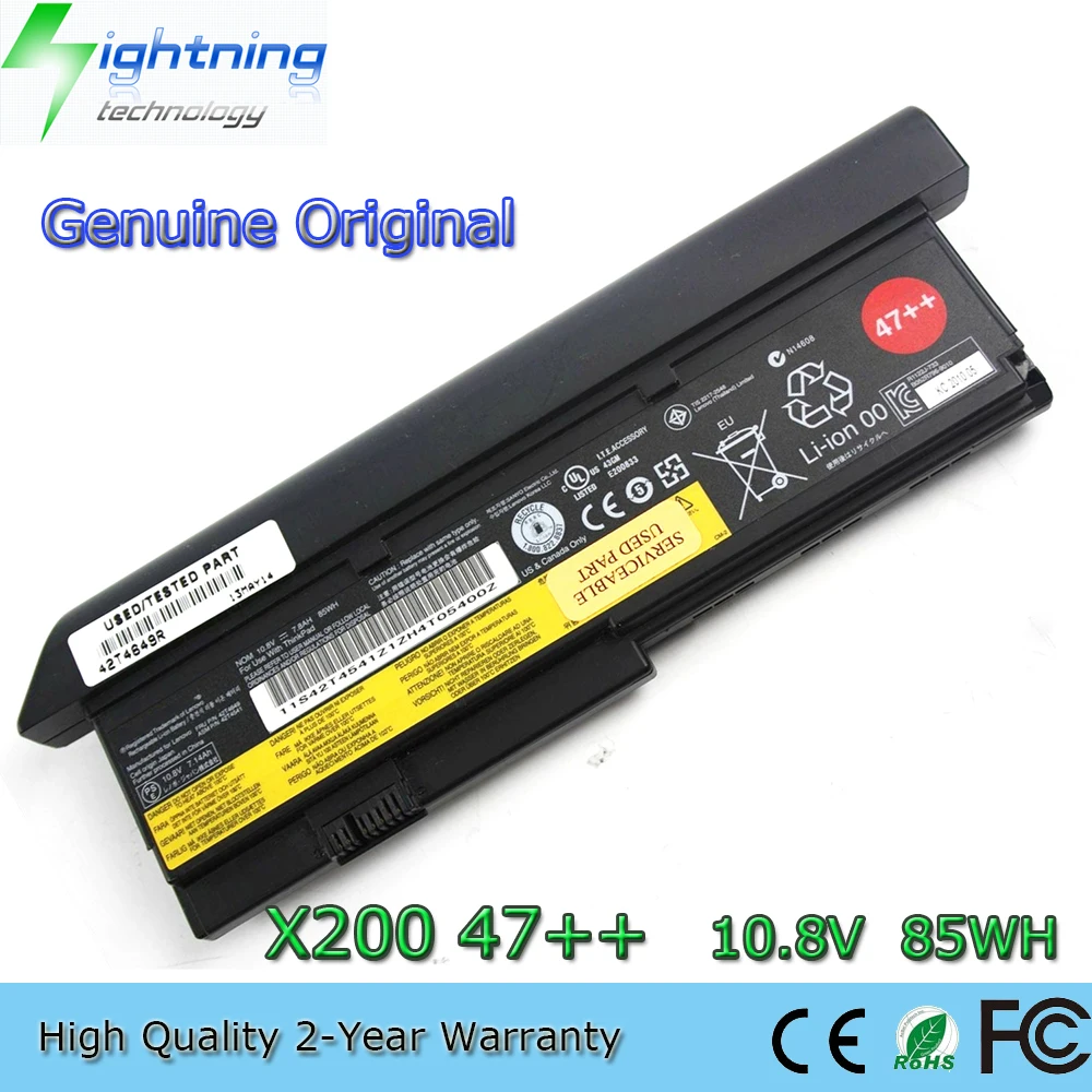 

New Genuine Original 47++ 42T4649 10.8V 85Wh Laptop Battery for Lenovo ThinkPad X200 X200s X201 X201s X201i