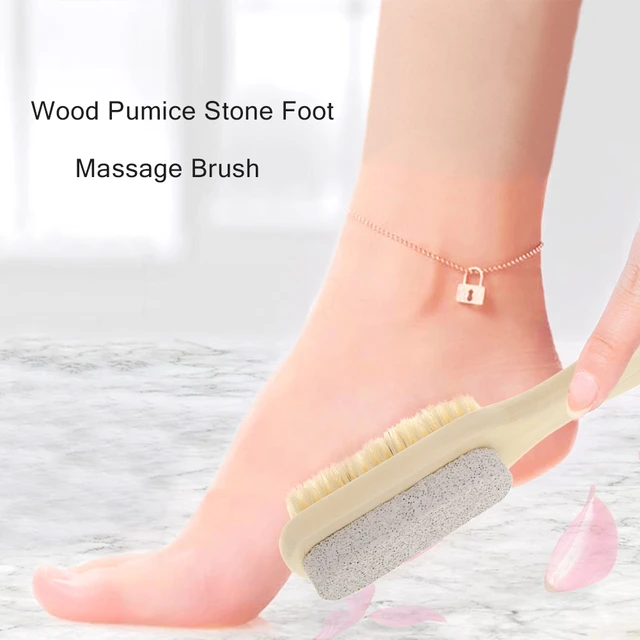 Handle Pumice Stone Foot Brush Scrubber Feet Exfoliating Dead Skin Remover  Natural Bristle Massage Brush Pedicure Tool - AliExpress