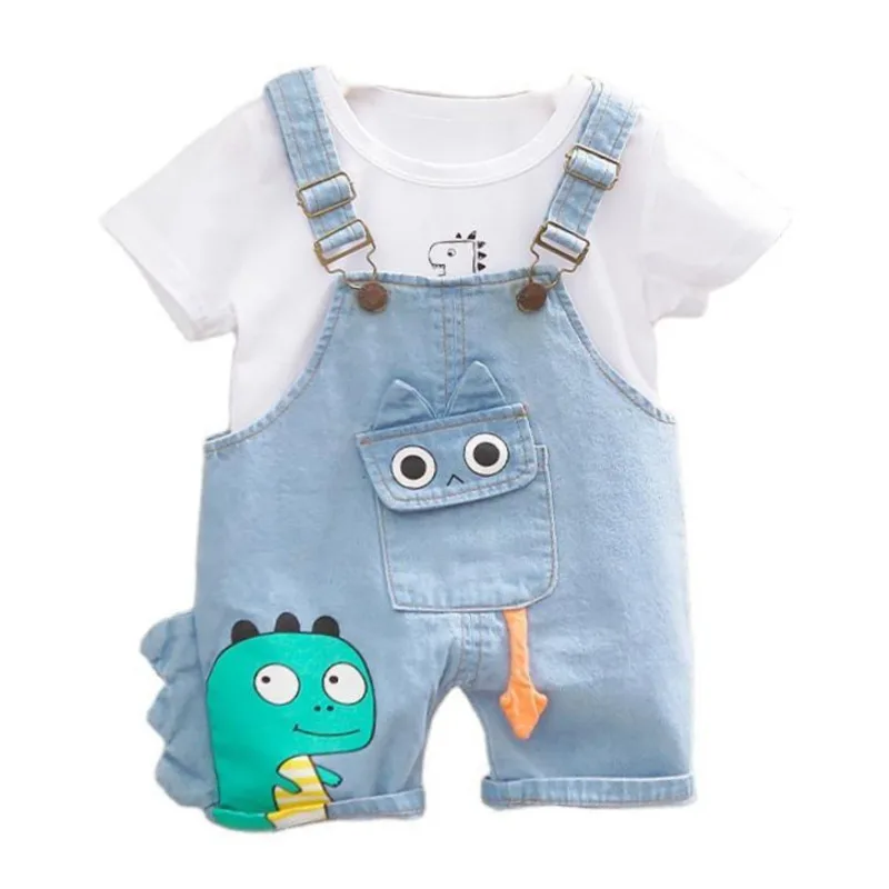 New Summer Baby Girls Clothes Suit Children Boys Short Sleeved T-Shirt Overalls 2Pcs/Sets Toddler Casual Costume Kids Tracksuits