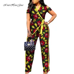 African Clothes for Womens African Jumpsuit Rompers Straight Long Pants Women High Waist Jumpsuits Plus Size WY6155/KG681