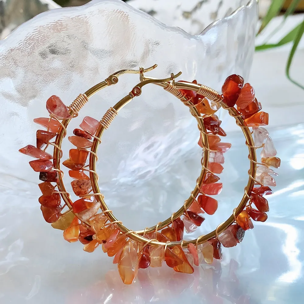 Colorful Acrylic Candy Crystal Hoop Earrings - 50mm/65mm, Resin Rhinestone Dangle, Party Jewelry For Women - View #2