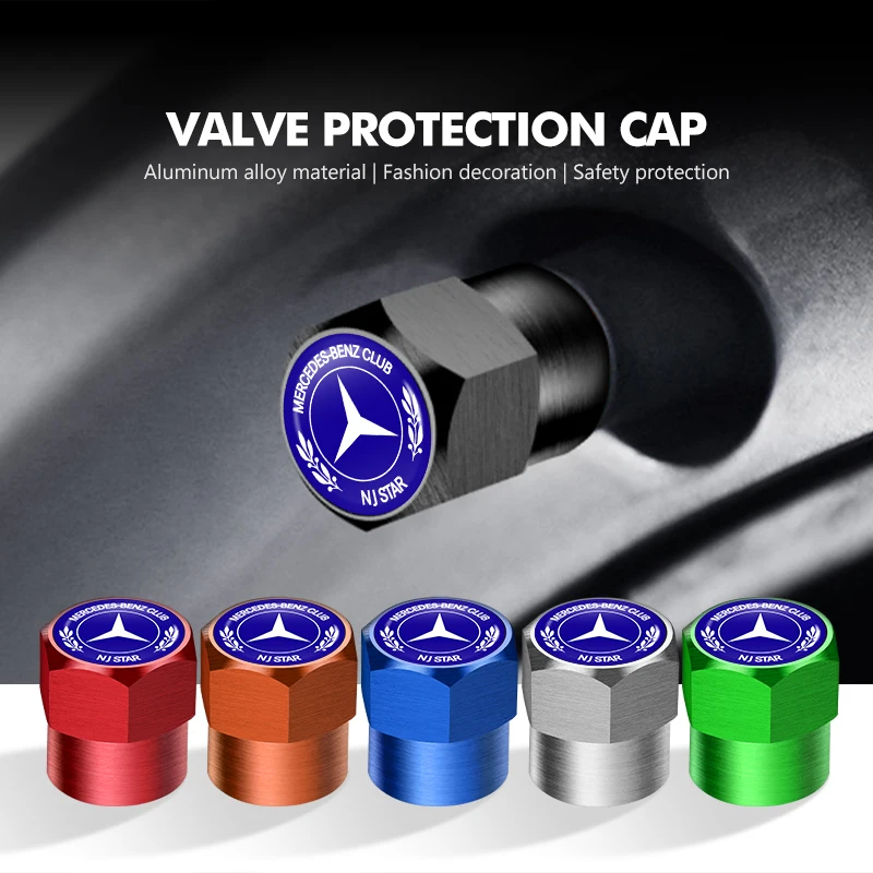 메르세데스 벤츠용 4개 자동차 휠 타이어 밸브 캡 로고 포함 자동차 스타일링 C..