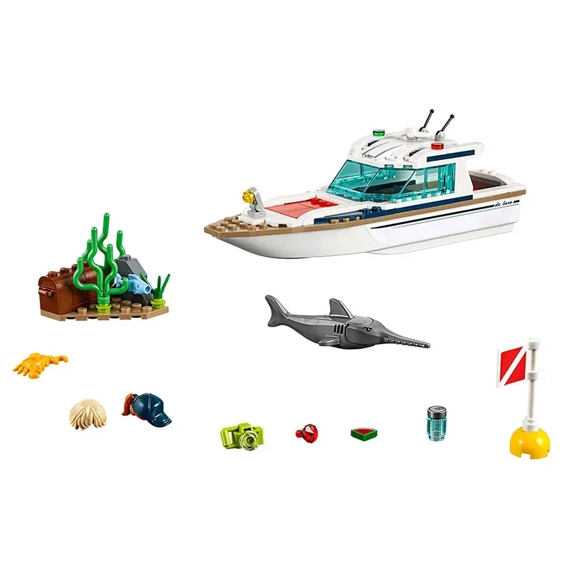 148PCS Building Blocks Diving Yacht Model Enlighten Bricks Compatible Lepining City Series Toys Children Christmas Gift