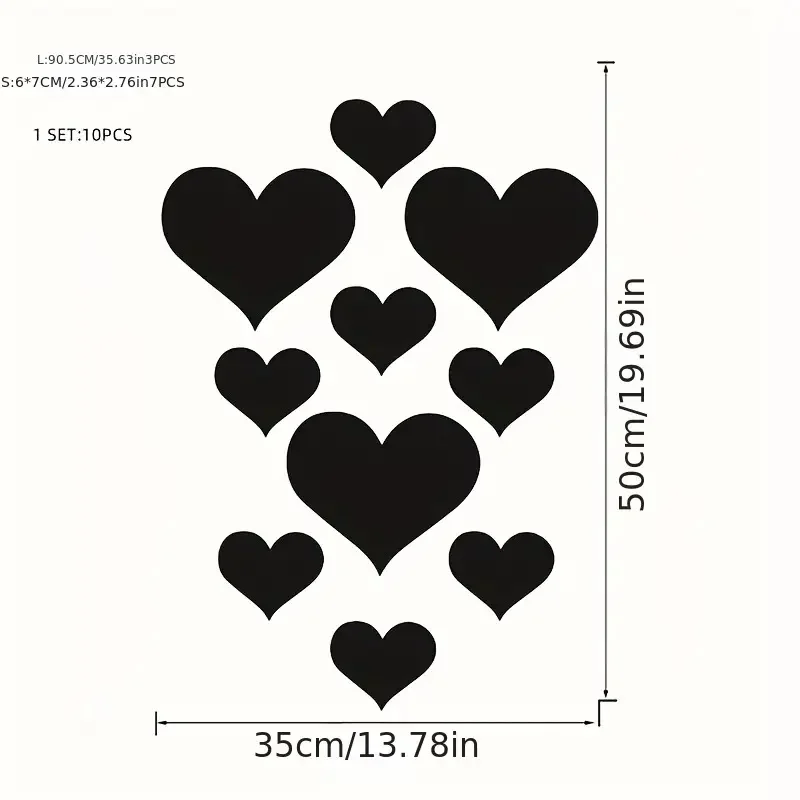 10pcs 3D Acrylic Wall Stickers Hearts Fashion DIY Decals Self-Adhesive LOVE Wedding Background Home Decoration Mirror Ornament