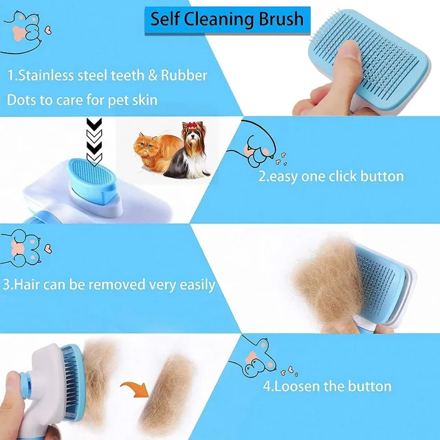 Dog Hair Remover Brush Cat Hair Grooming and Care Comb for Long Hair Dog Pet Removes Hairs Cleaning Bath Brush Pet Supplies 3