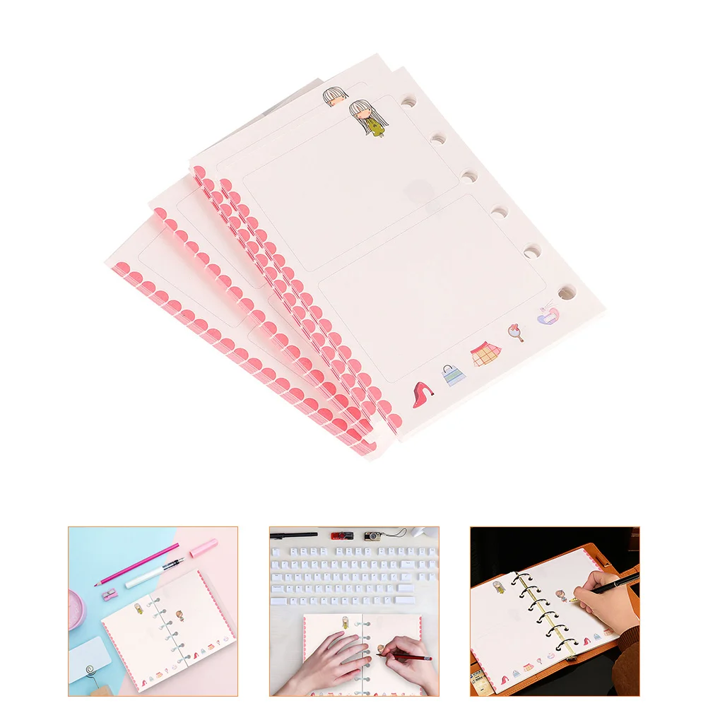

4 Books Notebook Inner Refill Taking Binder Planner Inserts Paper Hole Loose-leaf