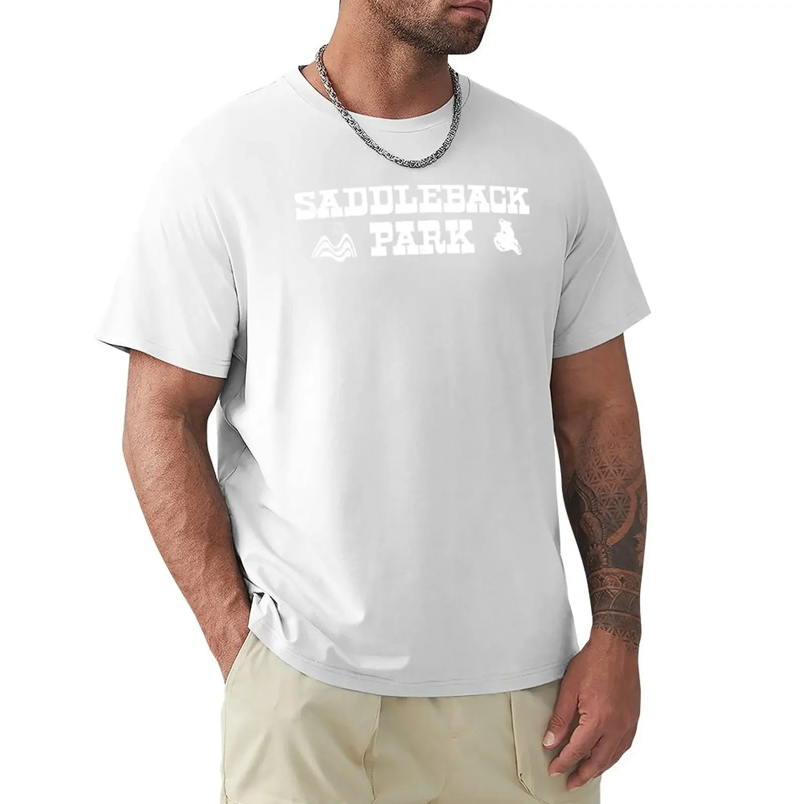 

Saddleback Park - Western Logo (White ink) T-Shirt summer tops Anime t-shirt funny t shirts t shirts for men