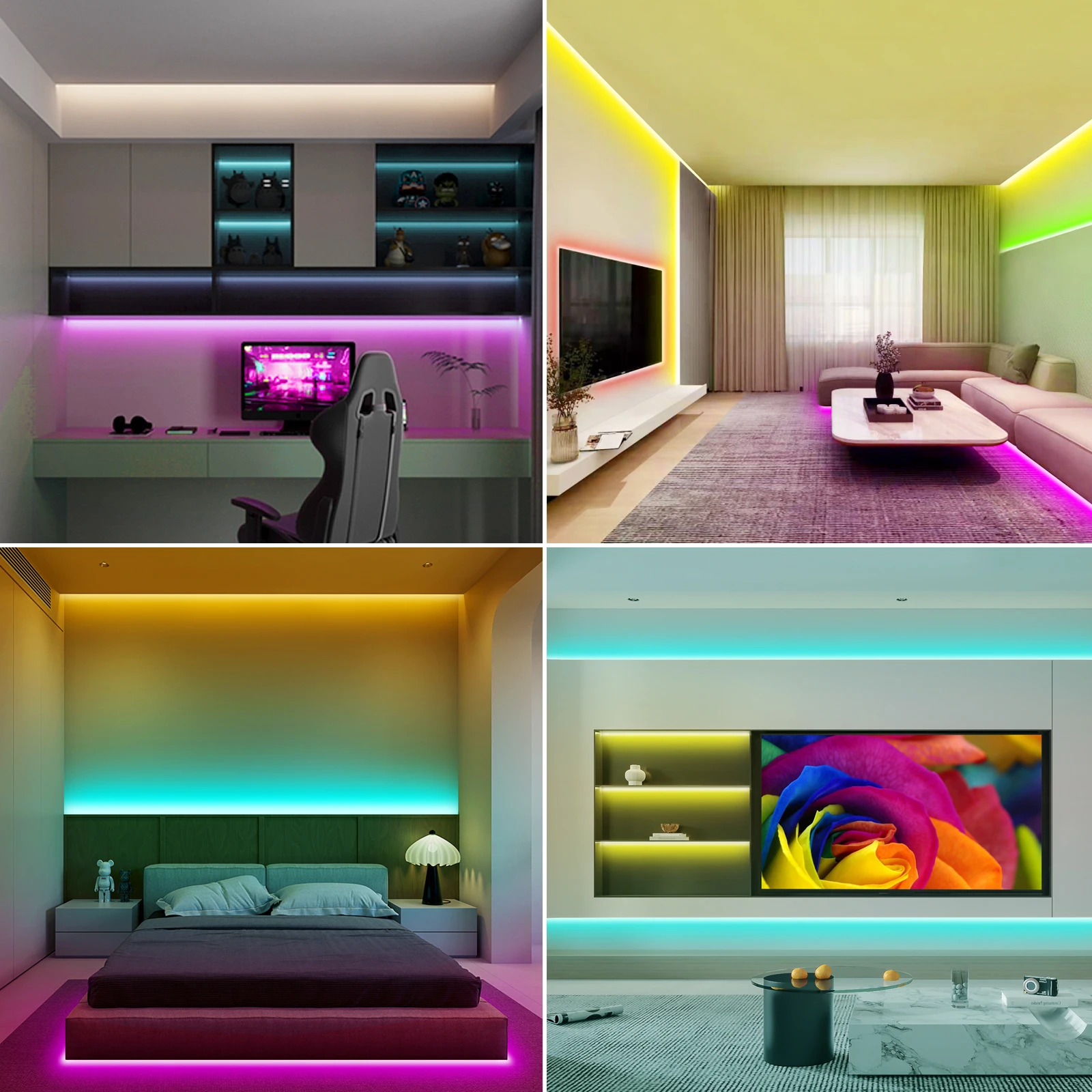 DC 5V USB RGB LED 스트립 조명, 블루투스 COB 접착 리본, 576LED/M 선형 밝기 조절 벨트, 벽 룸 장식 조명, TV 백라이트