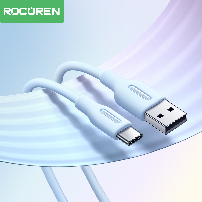 Rocoren 3A USB Type C Data Cable Fast Charging Cord For Samsung Galaxy S24 Xiaomi Quick Charge 3.0 Type-C Phone Charging Cable