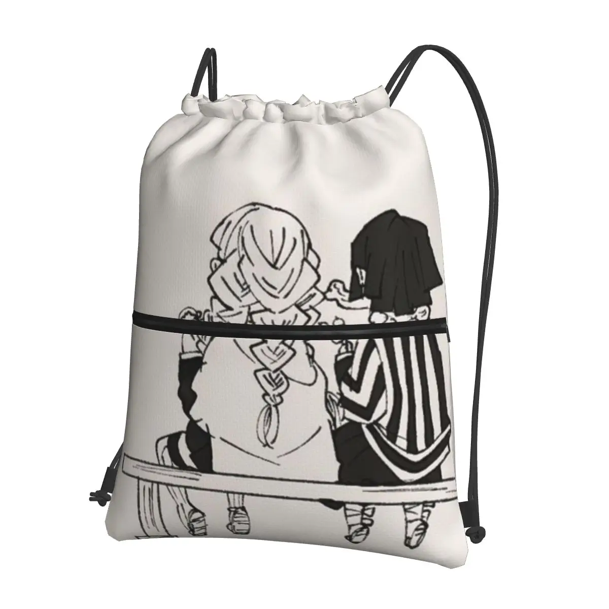 

Mitsuri Kanroji And Iguro Obanai Portable Backpacks Drawstring Bag Drawstring Bundle Pocket Book Bags For Travel Sport Man Woman