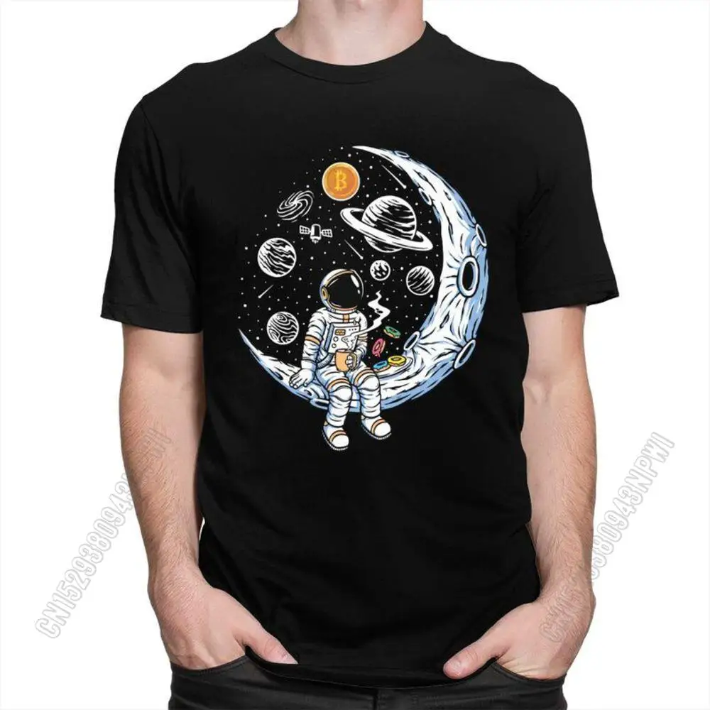 Male Bitcoin Crypto Btc To The Moon T Shirts Cotton Tshirt Novelty T-Shirt Astronaut Cryptocurrency Tee Top Clothes