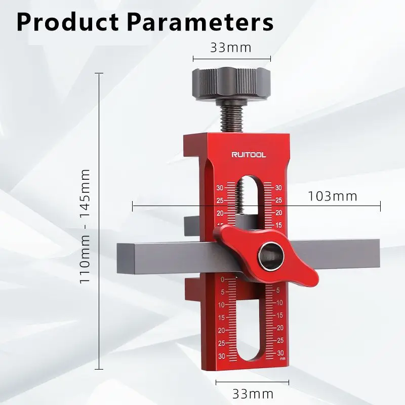 Carpentry Adjustable Aluminum Alloy Cabinet Door Lift & Drill Aid Jig Positioning & Hole Drilling Tool for Cabinet Installation