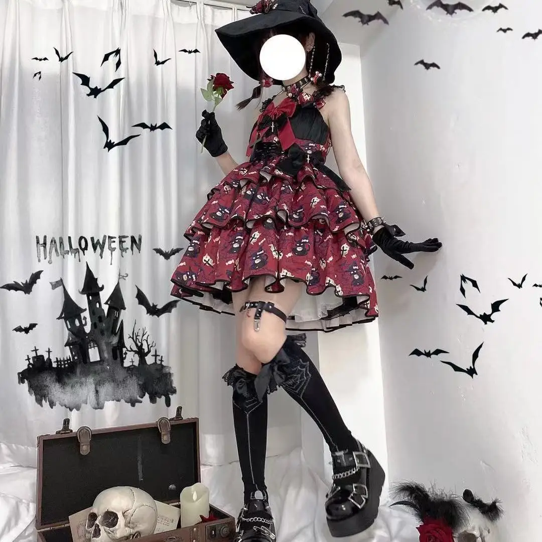 Pink Black Purple Victorian Sweet Kawaii Yellow Lolita Cat