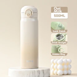 Large Capacity Stainless Steel Vacuum Insulated Tumbler & Coffee Cup (500ml) - 500ml (Oat Milk Color)