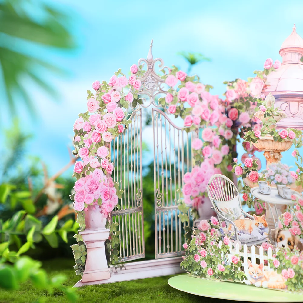 Floral 3D Pop Up Greeting Card with Envelope – Pink Rose Garden Design for Birthday, Mo... - SKU PGCE1011 - UGI Packaging