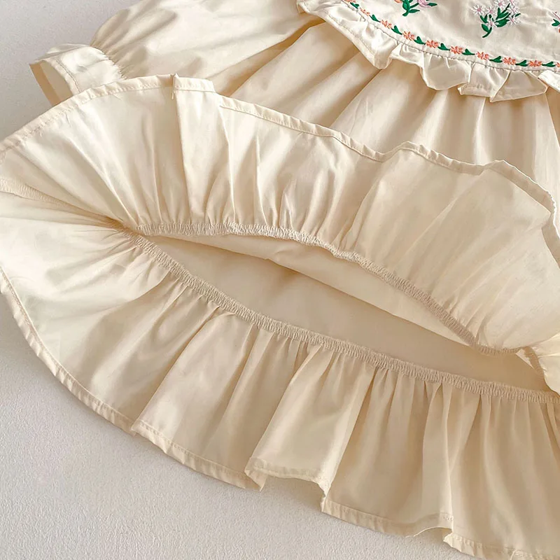 Cute Embroidered Flowers Girls Spring Dress