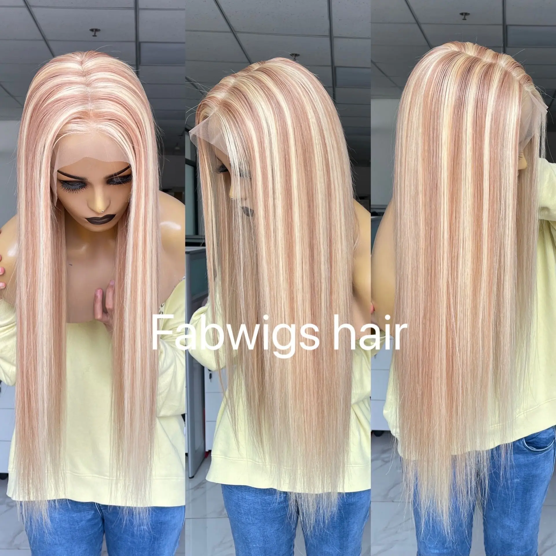 

Fabwigs 150% Density P27/613 Blonde Lace Front Wig European Lace Front Human Hair Wigs 13x6 Transparent Lace Wig Free Shipping