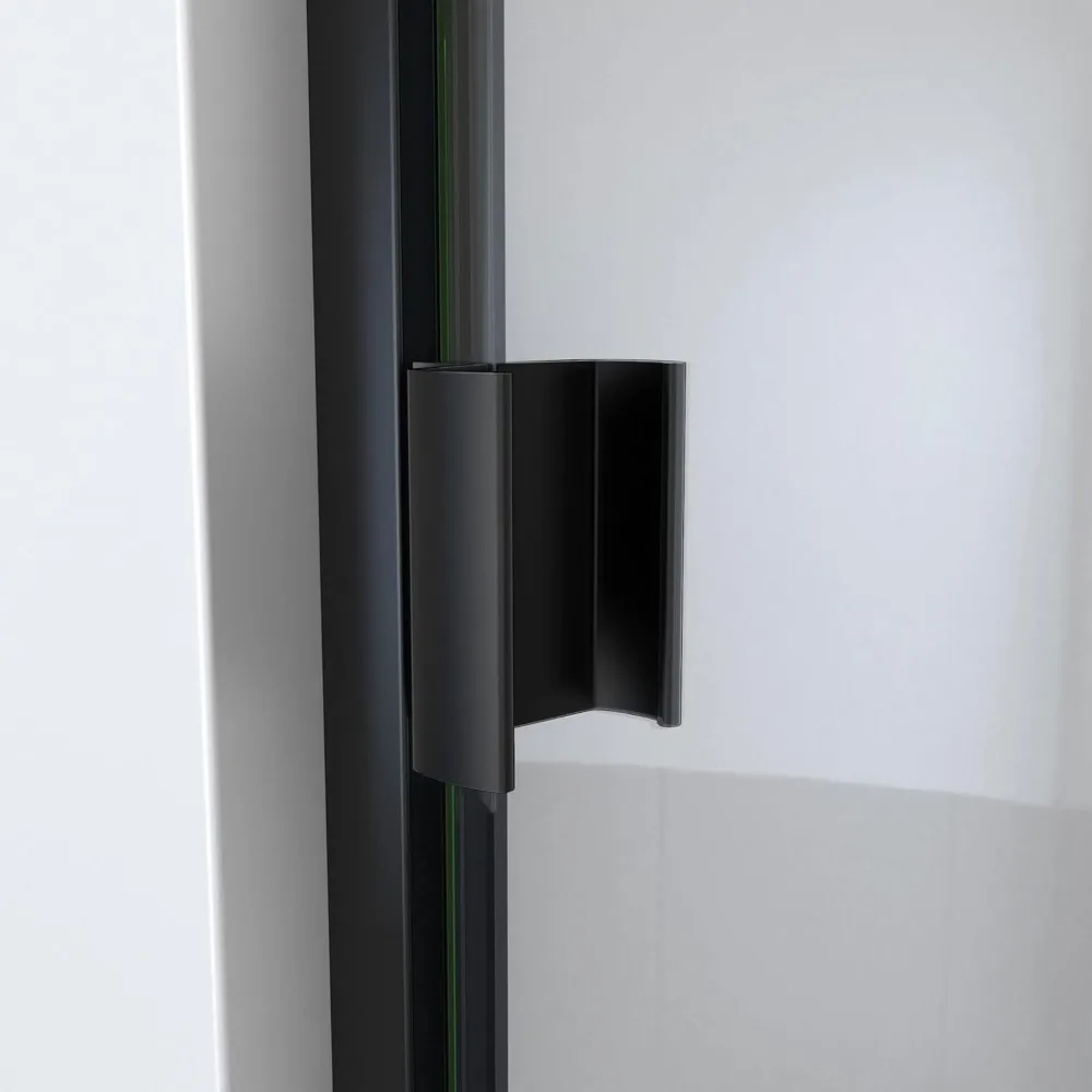 30-31 in. W x 66 in. H Semi-Frameless Swing Shower Door in Matte Black and Clear Glass Shower Doors 5