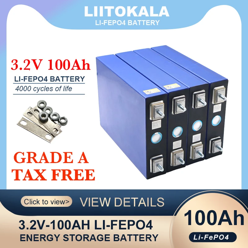 48pcs 3.2v Lifepo4 100ah Battery Pack Diy 12v 24v 3clithium Iron
