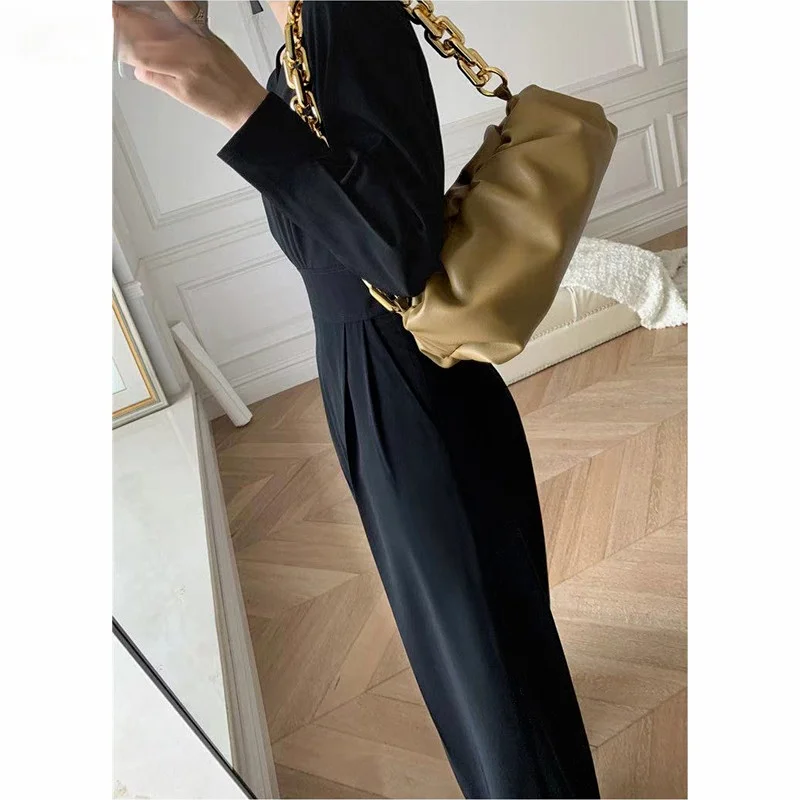 Office Ladies V-neck Full Sleeve Ladies Jumpsuit Elegant Temperament Slim Wide Leg Loose Jumpsuit Ladies Jumpsuit Spring 2023