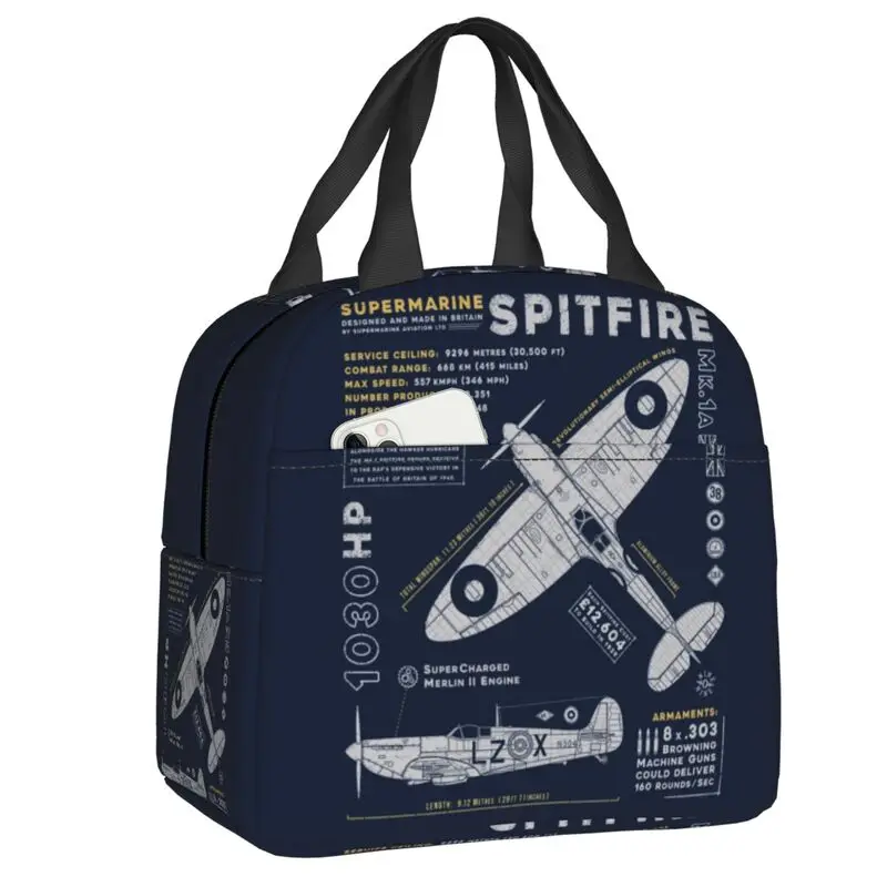 Scatole Da Pranzo Portatili Supermarine Spitfire Per Aereo Pilota Da Combattimento Aereo Termico Borsa Da Pranzo Per Alimenti Borsa Da Lavoro Per Uffi