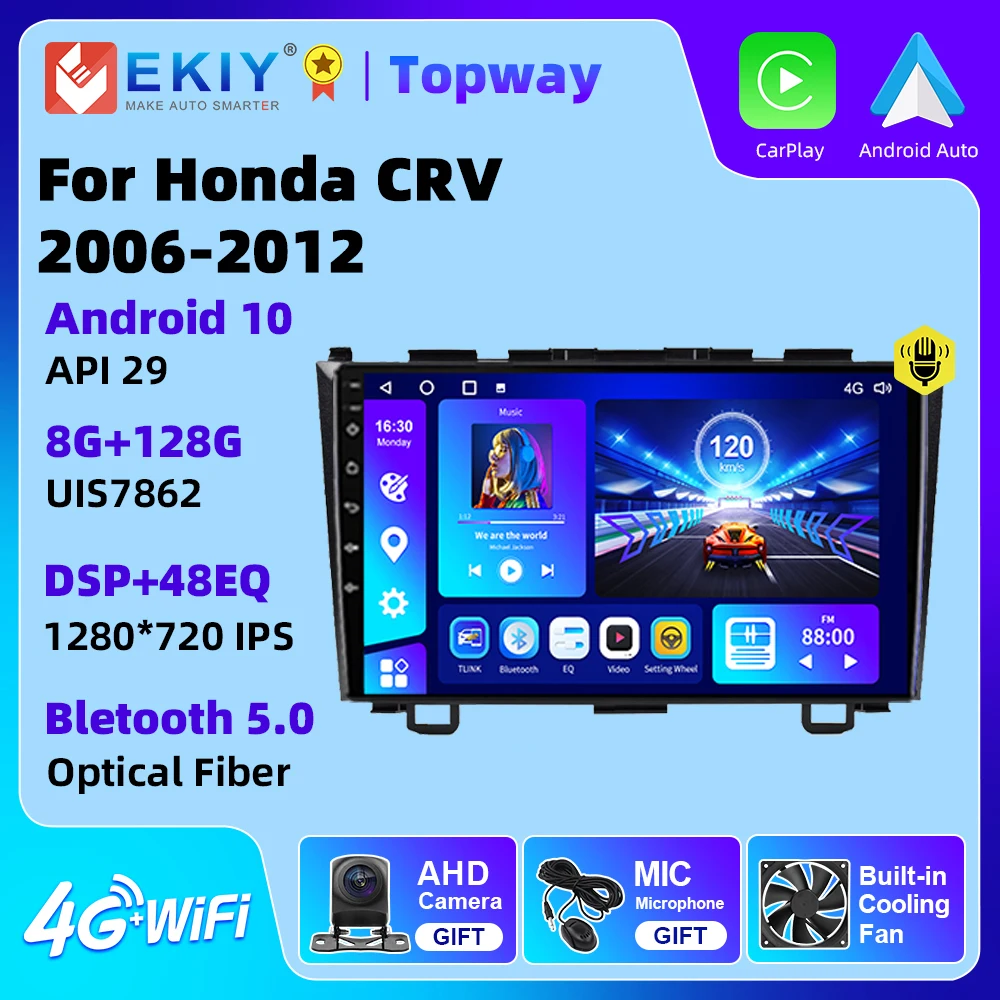 

EKIY Android 10 Car Radio Stereo For Honda CRV 2006-2012 GPS Navigation Android Auto 4G WIFI Carplay Player NO 2 Din DVD