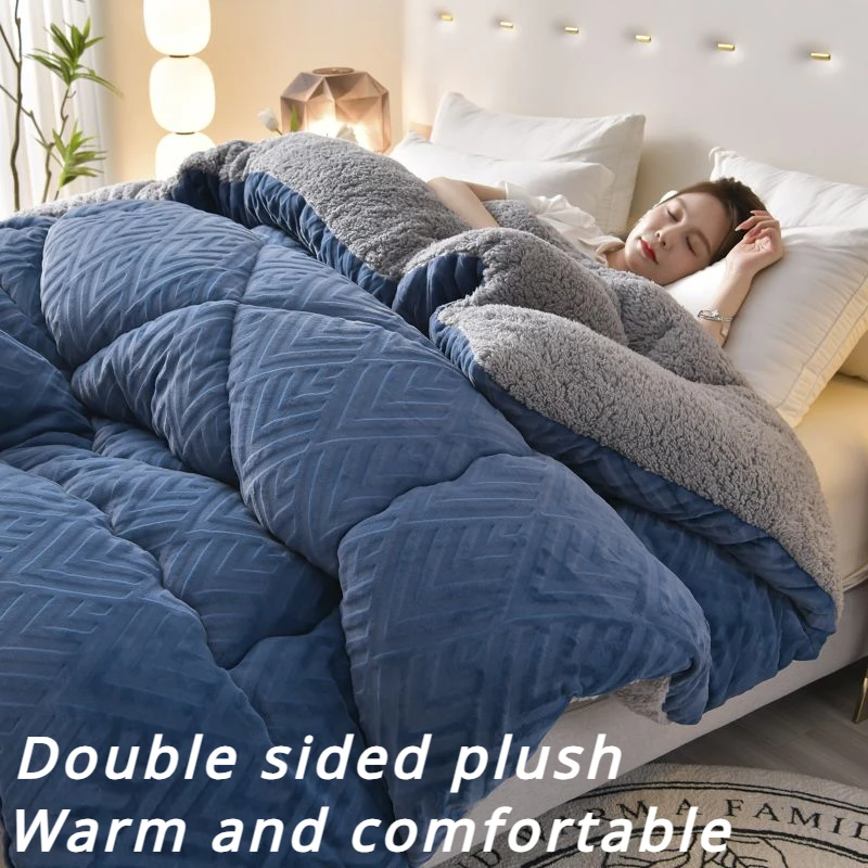 

Утолщенное зимнее Хлопковое одеяло, простое однотонное двухстороннее плюшевое одеяло, пушистое теплое одеяло высокого качества, опускающее пот одеяло