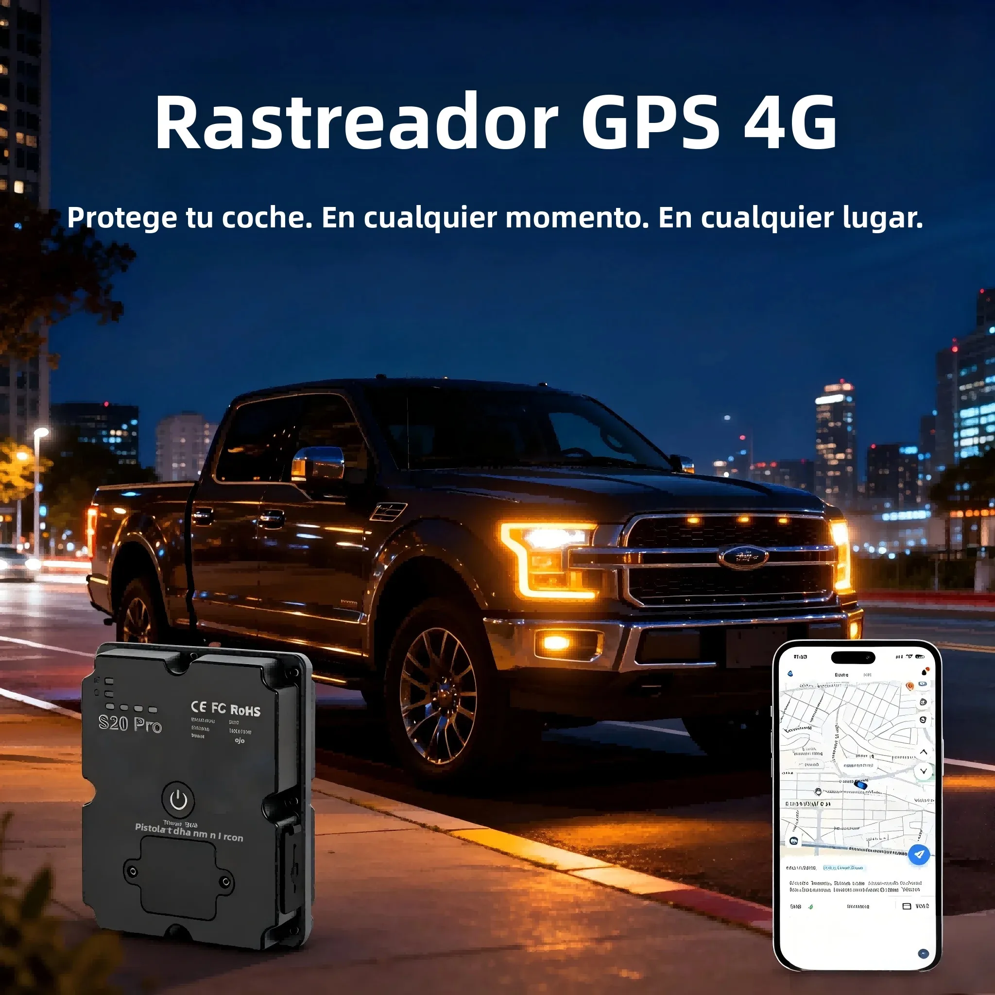 Tragbarer 4G Auto-GPS-Tracker Diebstahlschutz, Live-Tracking für Pickup-Trucks, Bewegungs- und Manipulationsalarm, 30+ Tage Standby mit SIM - Kostenlose App