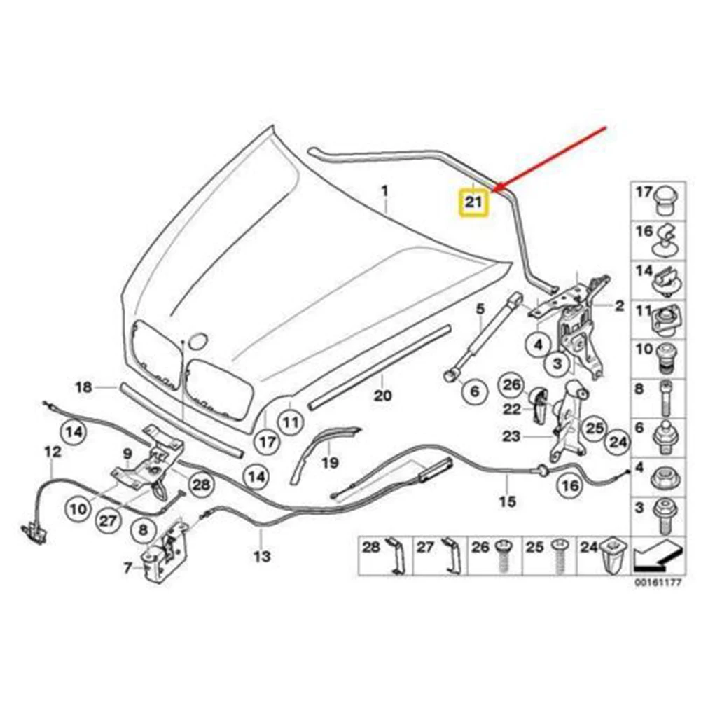BANDE D'ÉTANCHÉITÉ CAPOT Coupe-froid Caoutchouc Noir Moteur Avant De