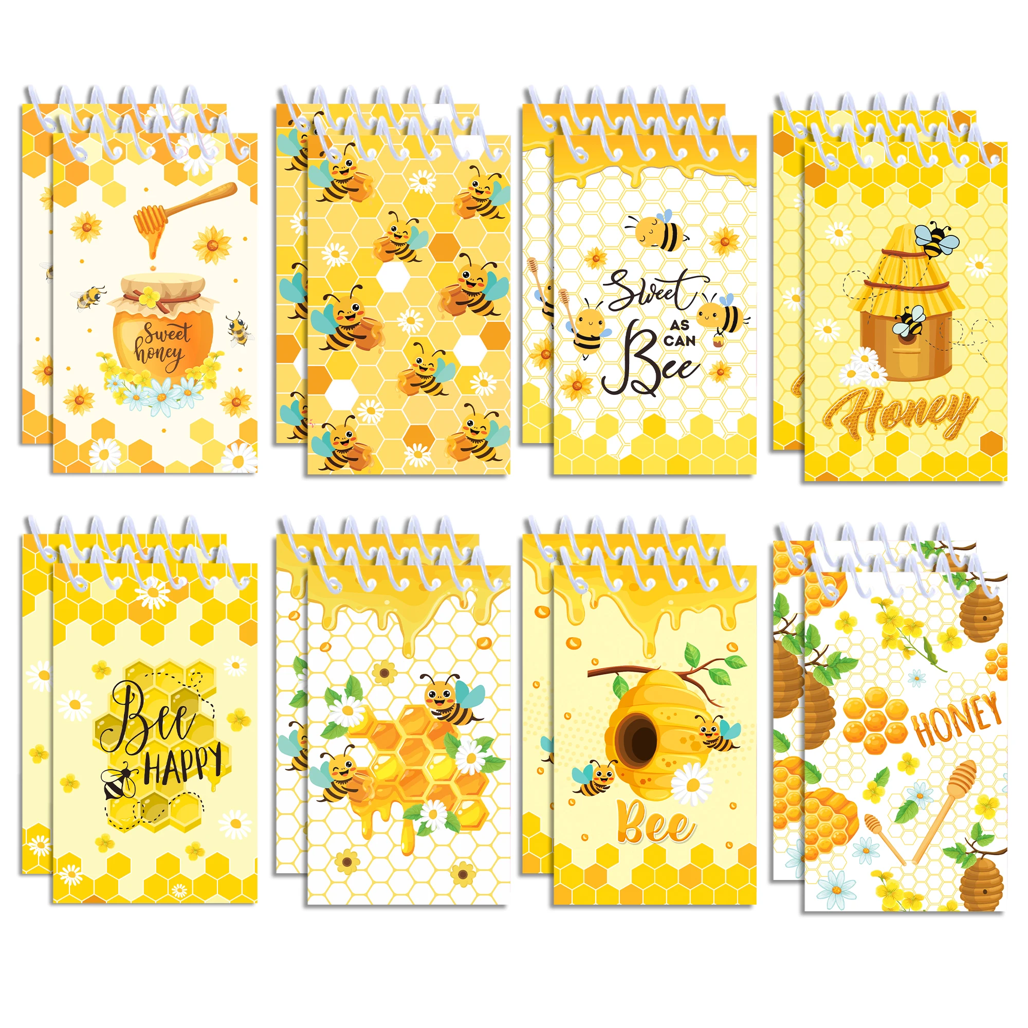 8 pièces miel abeille thème Mini spirale cahiers de poche bloc-notes bobine livret bloc-notes pour enfants cadeaux bureau papeterie école journaux