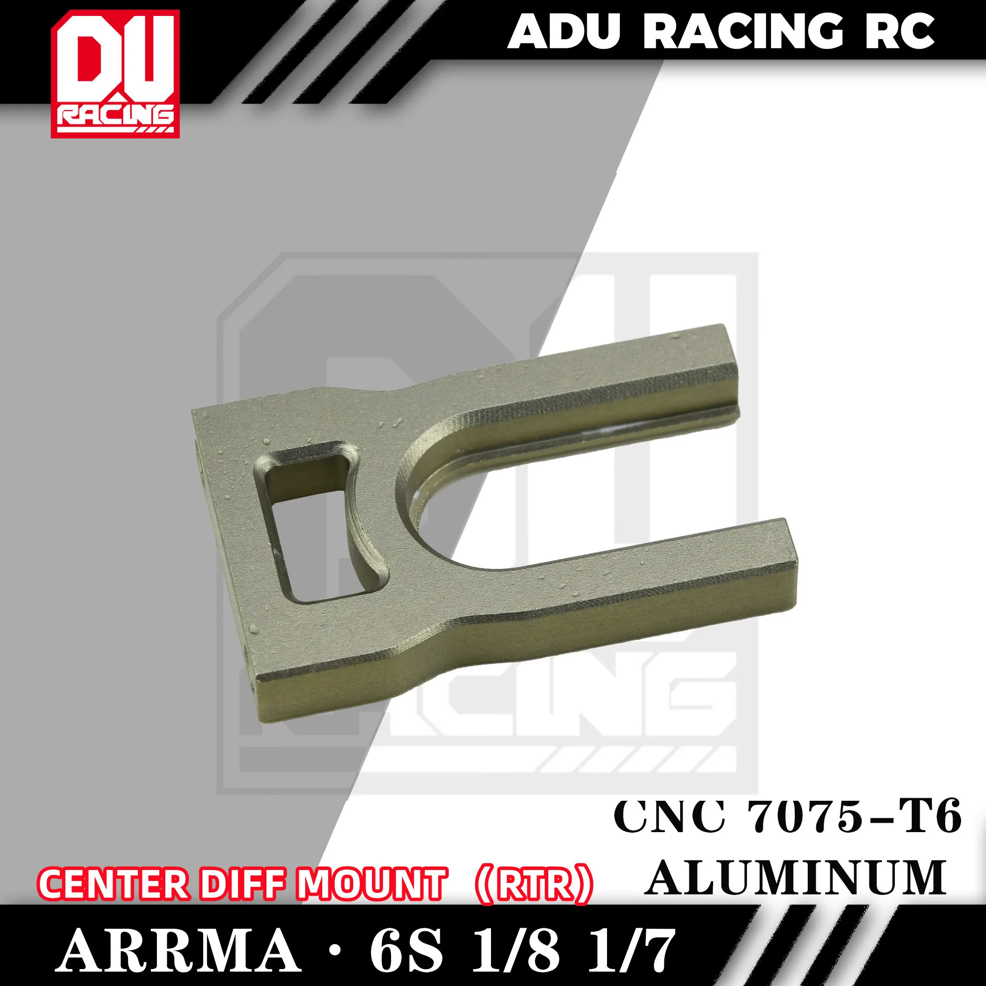 ADU Racing CENTER DIFF MOUNT CNC 7075 T6 ALUMINUM FOR ARRMA 6S 1/8 AND 1/7 RTR