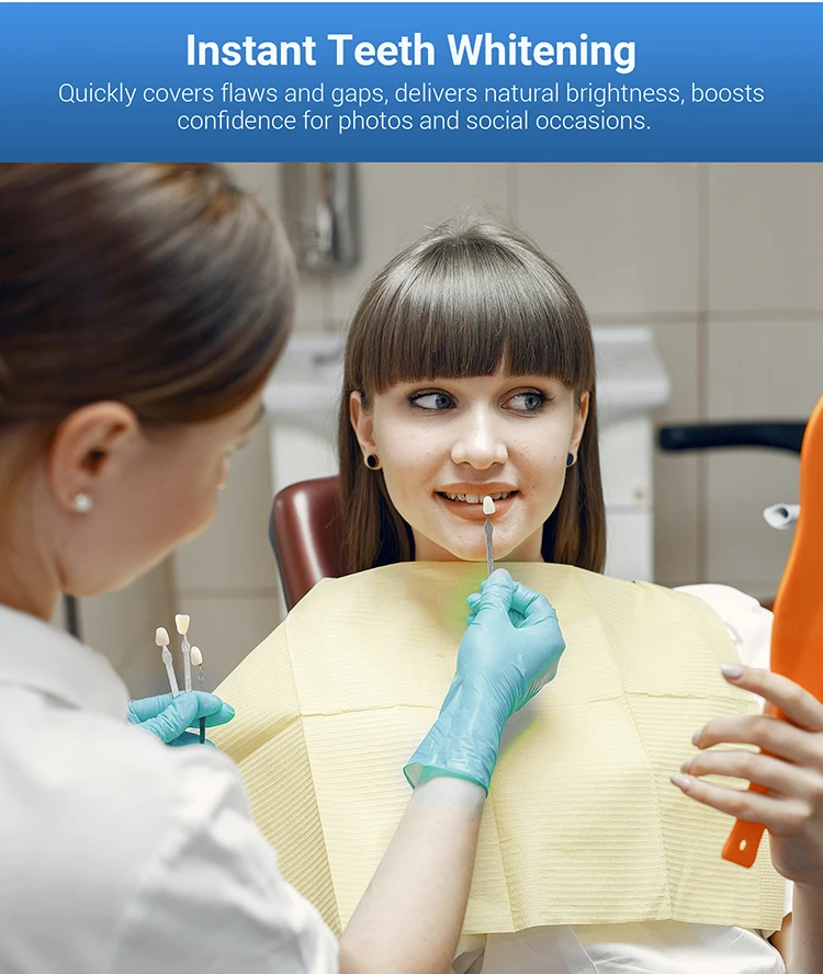 50 Stück Harz-Dentalprovisional Veneers A1/A2 Shade Ultradünne temporäre Kronen für obere vordere und vordere und backenzähne AZDENT – Detail 16