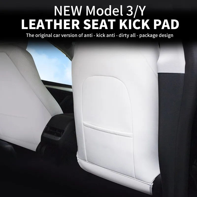 

For 2021-2023 Tesla Model 3 Model Y Car Seat Back Child Anti Kick Pad Protector Interior Trim Leather Accessories Decoration