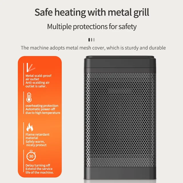 LED Touch Screen PTC Ceramic Heating Technology Electric Upright with Remote Control Home 3 Speed ​​Heater Fan Desktop Heater 6