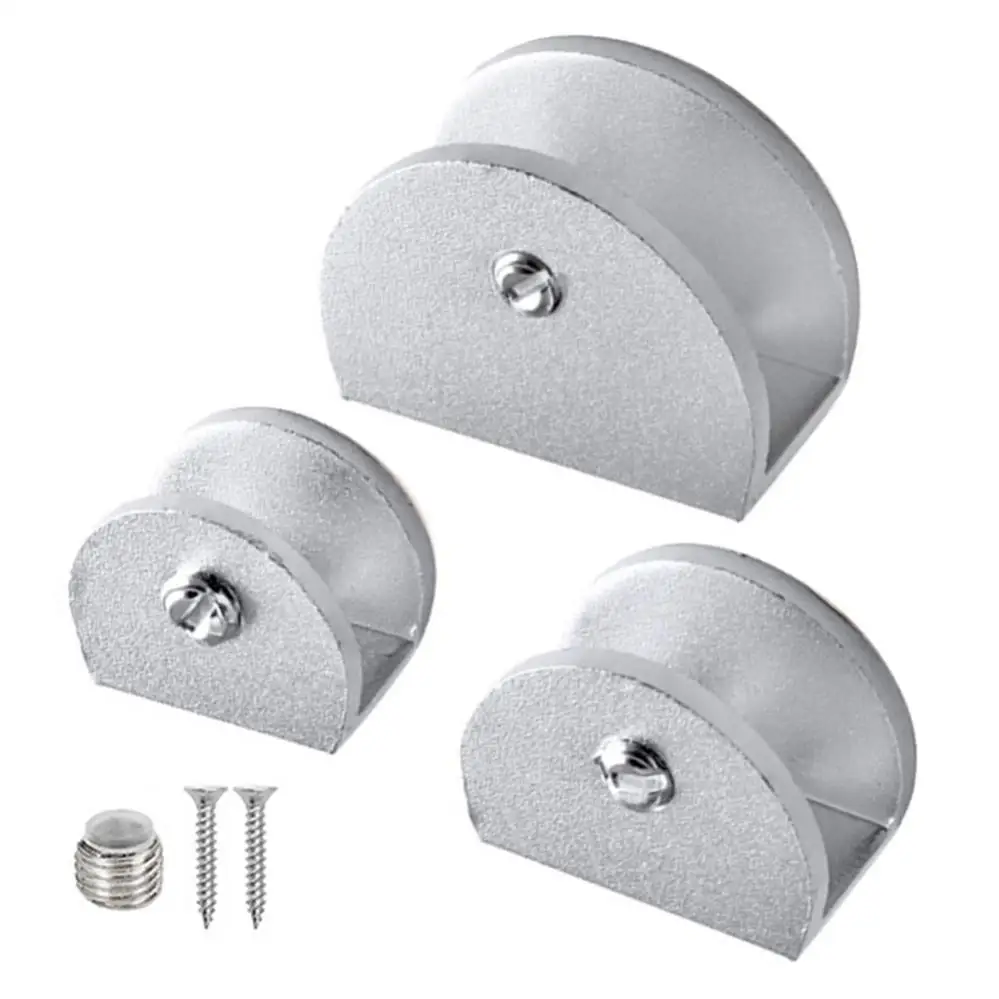 1 Piece Aluminum Alloy Semi-circular Glass Clip Glass Brackets Fixed Support Bracket Flat Back Mount Holder for Thick