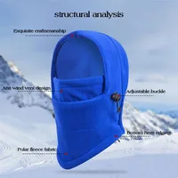 Winter Kids Balaclava Hat Thermal Fleece Neck Warm Full Face Ski Mask Hood Beanie Solid Color Children Boys Girls Windproof Cap 1