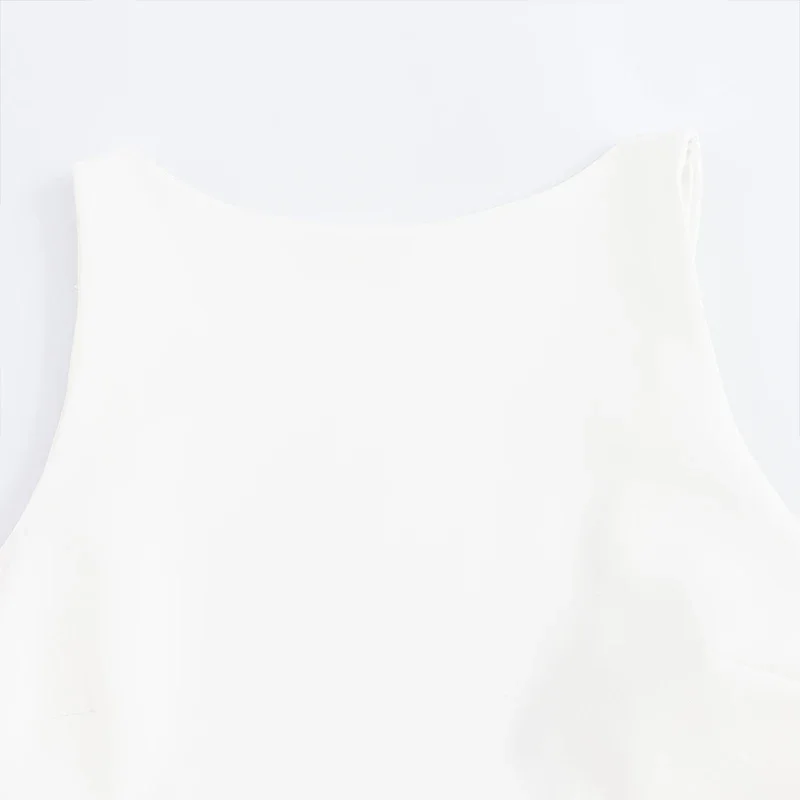 Elegant Sleeveless White Short Dress Women Slim O-neck Backless Ruffles Hem Party Evening Dresses Summer Lady Streetwear