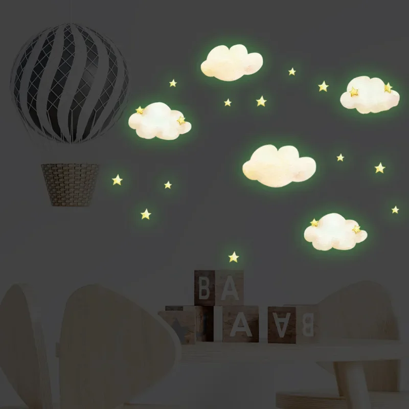 Description Picture 6 of itemCartoon Cloud Luminous Stickers Glow in The Dark Stars Wall Stickers for Kids Rooms Bedroom Ceiling Home Decoration Wall Decals