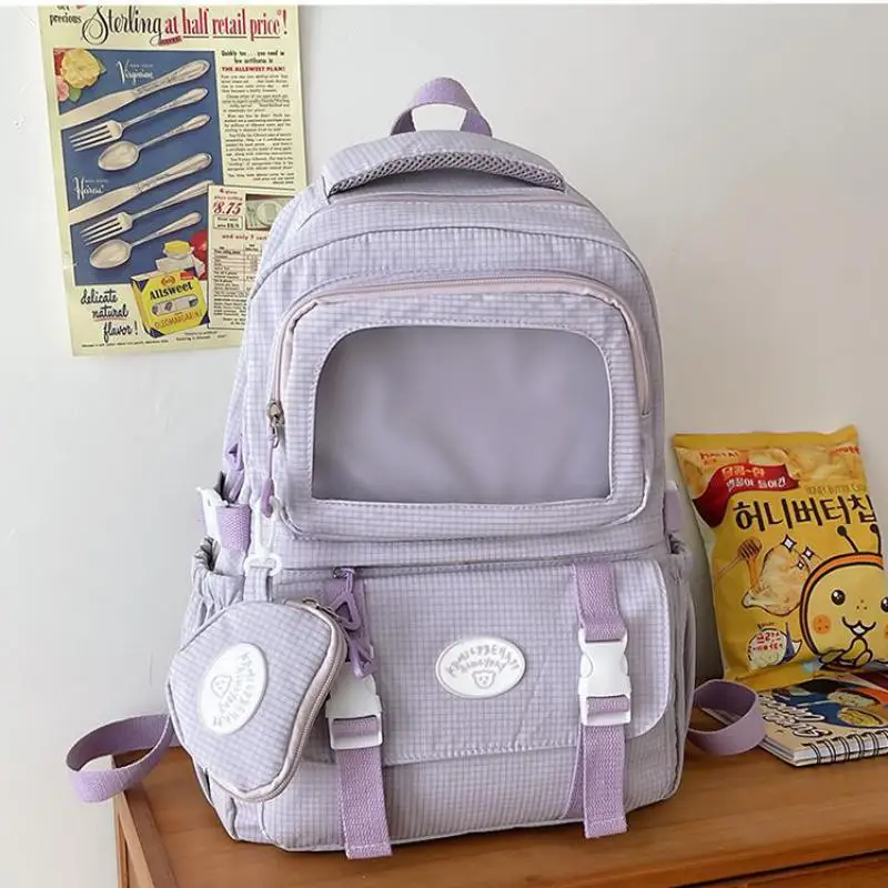 2024 New Ita Backpack High-capacity Canvas School Bag Transparent Preppy Style Girls Rucksack Teenage Display Bolsa Mujer Сумка 5