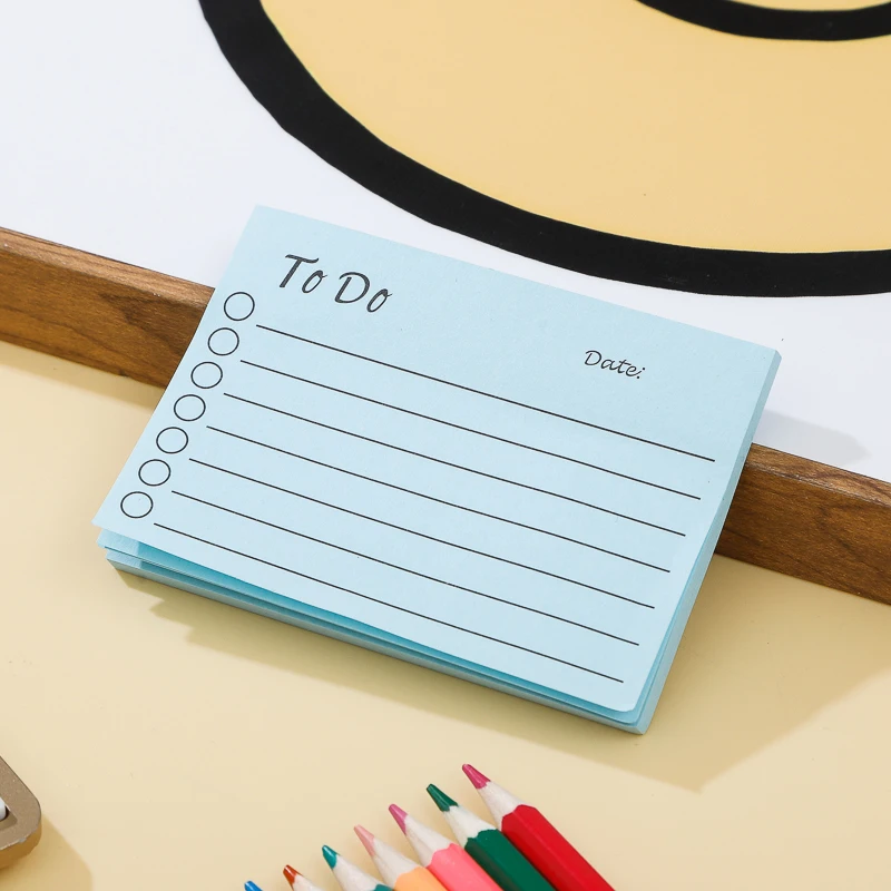 9 개/대 스티커 메모 할 일 목록 형광 종이 메시지 플래너 메모 패드 사무용품 학교 문구 도매