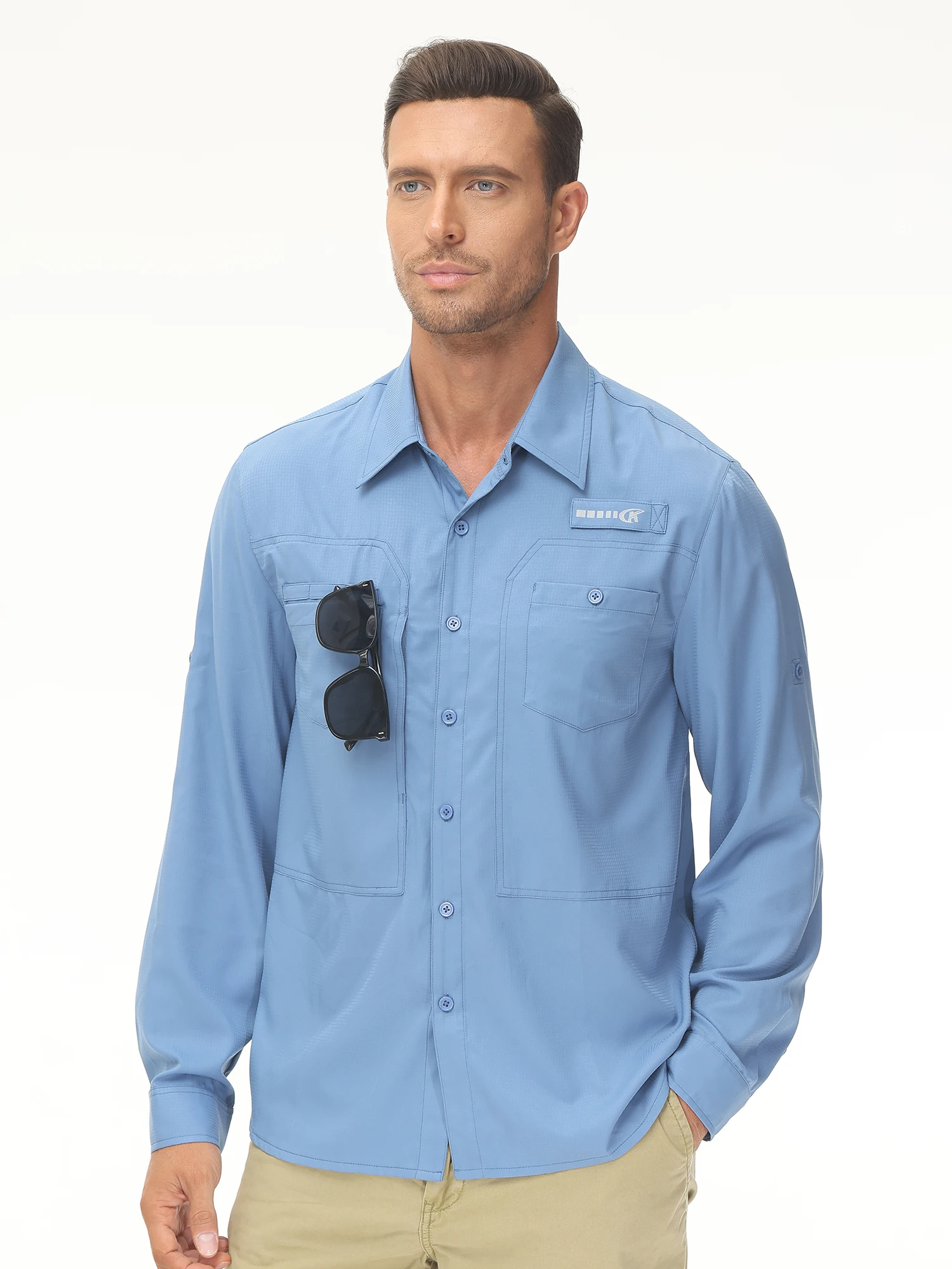 قمصان صيد كاجوال بأكمام طويلة للرجال بعامل حماية م...