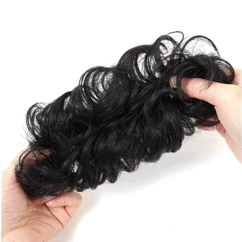 Messy Curly Hair Bun Synthetic High Temperture Fiber Hair Invisible Hair Wrap Curly Ponytail Elastic Hairbund