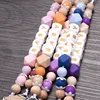 Beech Baby Pacifier Clip Personalized Name Silicone Teether Beads Toddler Nursing Bracelet Toy Baby Pacifier Chain Nipples Chain 4