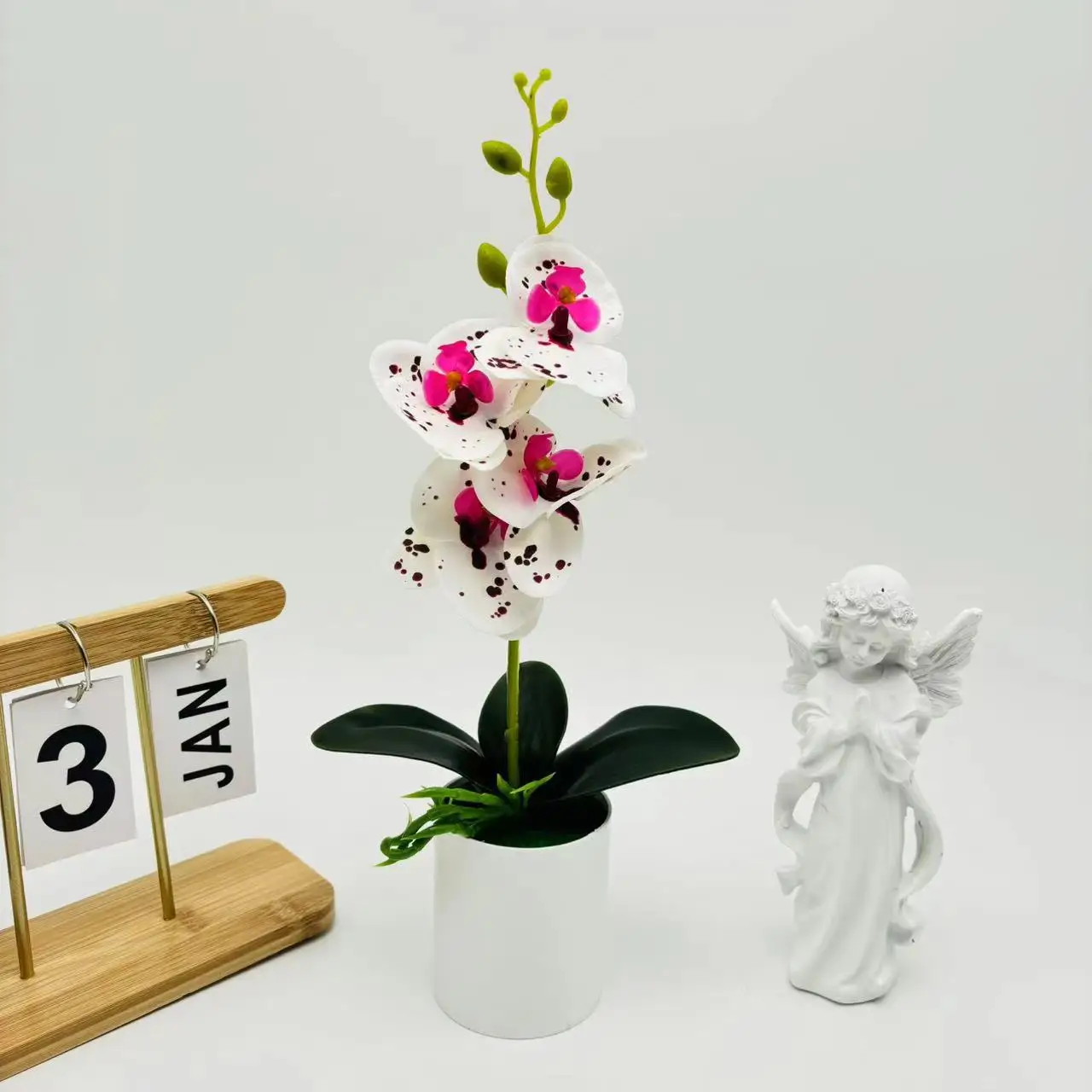 Bonsai Simulated Butterfly Orchid Artificial Potted Plant Desk Dining Table Home Office Vase Wedding Home Room Decoration Gift