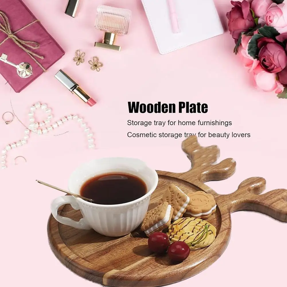 

Creative Christmas Deer Wooden Cutting Board Afternoon Serving Wood Tray Festival Party Fruit Sum Tea Dim Tray Wood Plate F1K3