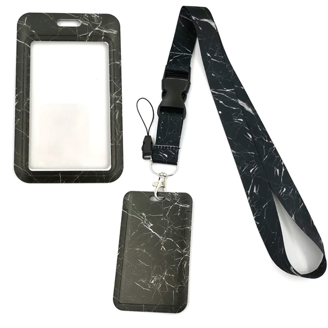 Marble Id Badge Card Holder Keychain  Strap Lanyards Keys Id Card - Neck  Strap - Aliexpress