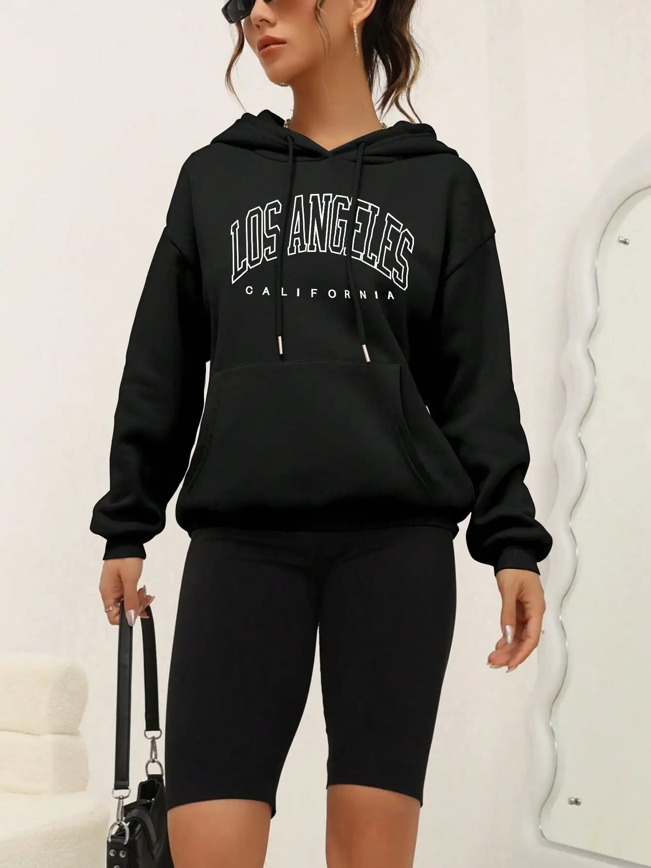 Los Angeles Kunst Brief Design Frauen Hoodies Amerikanischen Stil Casual Hoody Herbst Hip Hop Weibliche Hoodie Casual Fleece Kleidung – Detail 18