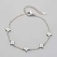 925 Sterling Silver Shiny Zircon Flower Bracelets For Women Charm Temperament Chain Bracelet Party Wedding Jewelry Holiday Gifts