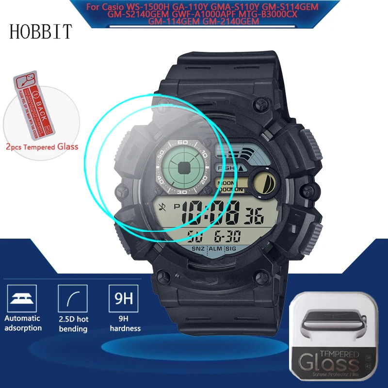 2Pcs Vetro Temperato Per Casio Ws-1500H Ga-110Y Gma-S110Y Gm-S114Gem Gm-S2140Gem Gwf-A1000Apf Mtg-B3000Cx Gm-114Gem Gm-2140Gem