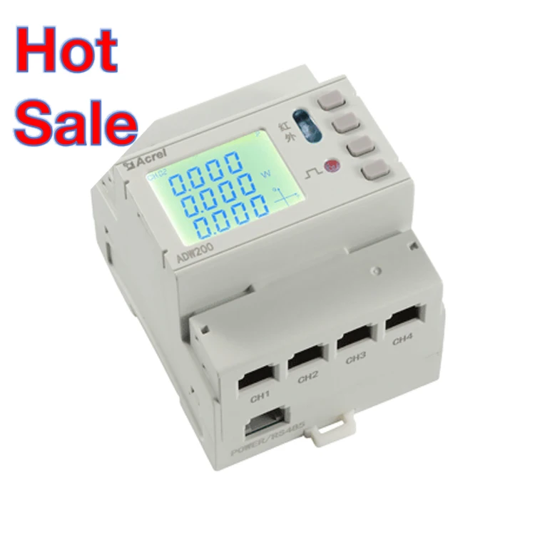 

Acrel Multi Channels Din Rail Energy Meter Monitor 4 * Three Phase Energy Consumption LCD Screen Display Comes With Split CTs